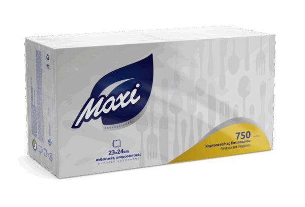 Χαρτοπετσέτα εστιατορίου Maxi 1 φύλλο σκληρή 23X24 750Τ