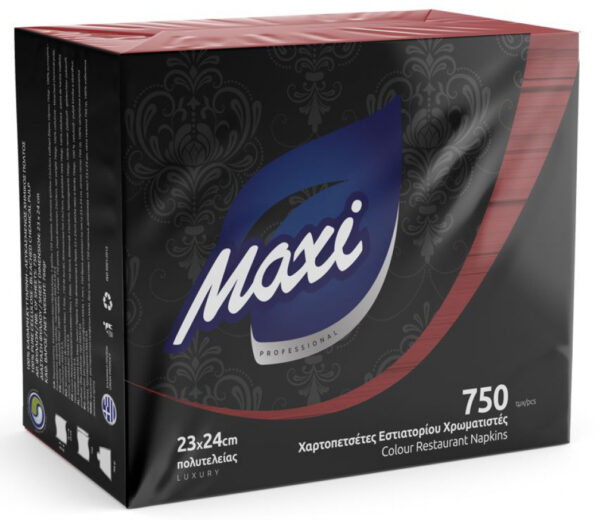 Χαρτοπετσέτα maxi 23*24 1ply πολυτελείας 750τ κόκκινη