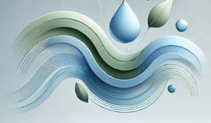 DALL·E 2024-11-15 04.56.48 – A refined abstract concept image representing efficiency, cleanliness, speed, and savings in water and time. The image uses simple, clean lines and sm
