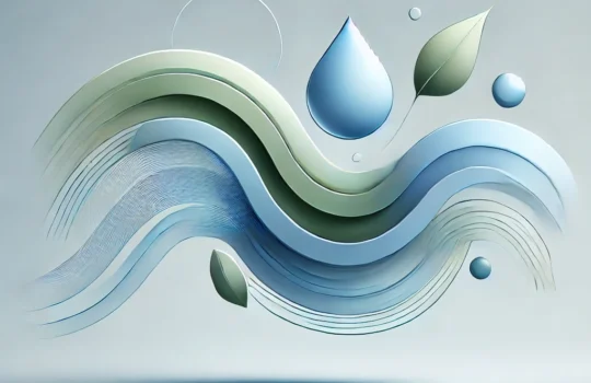 DALL·E 2024-11-15 04.56.48 – A refined abstract concept image representing efficiency, cleanliness, speed, and savings in water and time. The image uses simple, clean lines and sm