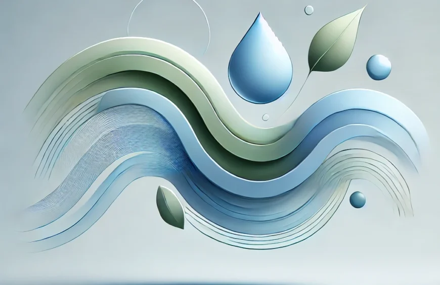 DALL·E 2024-11-15 04.56.48 - A refined abstract concept image representing efficiency, cleanliness, speed, and savings in water and time. The image uses simple, clean lines and sm
